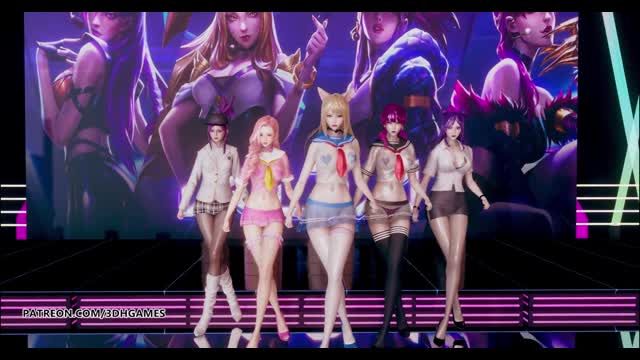 [MMD] Hello Venus - Wiggle Wiggle 脱衣舞 Ahri Akali Kaisa Evelynn Seraphine KDA